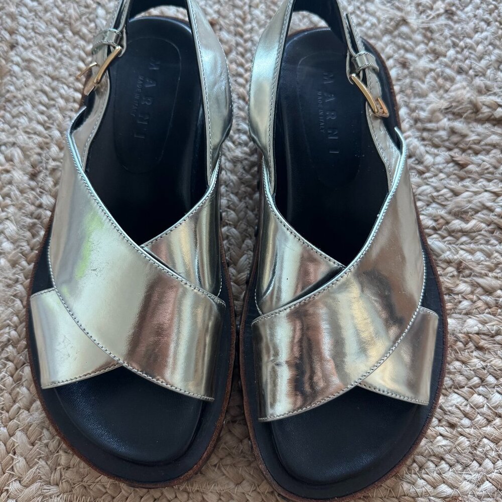 Marni Fussbett Sandals silver Leather – Size 39 / US 9 – Excellent Condition ✨ - Picture 4 of 11